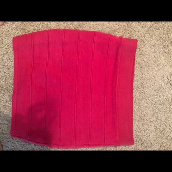 Pink ribbed mini skirt - Picture 1 of 5